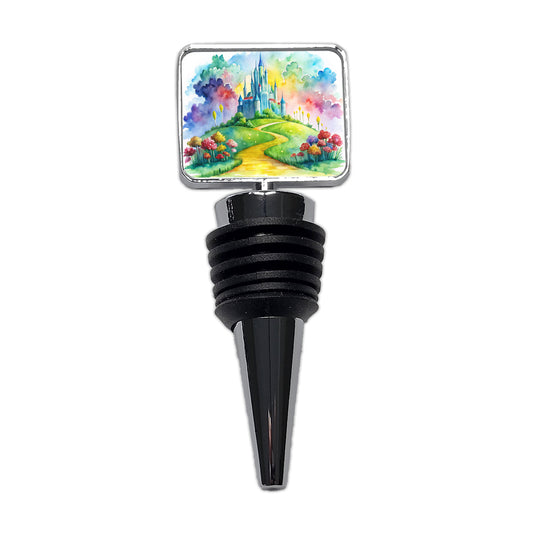 Emerald City Watercolor Wine Bottle Stopper
