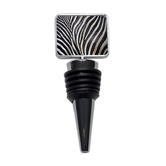 Zebra Black and White Stripes Pattern Wine Bottle Stopper