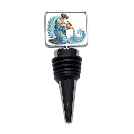 Zodiac Horoscope Symbol Aquarius Water Bearer Wine Bottle Stopper