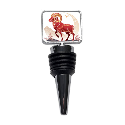 Zodiac Horoscope Symbol Aries Ram Wine Bottle Stopper