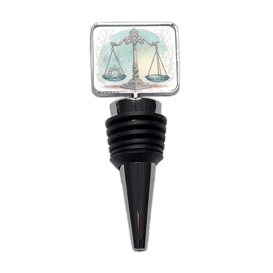 Zodiac Horoscope Symbol Libra Scales Wine Bottle Stopper