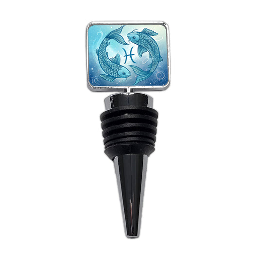Zodiac Horoscope Symbol Pisces Fish Wine Bottle Stopper