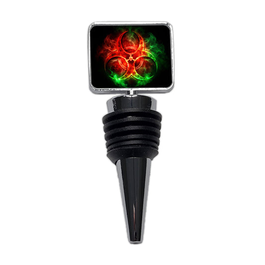 Zombie Outbreak Symbol With Red Green Toxic Gasses Wine Bottle Stopper
