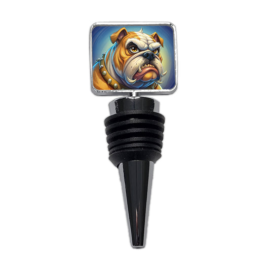 Angry Mad Bulldog Face School Mascot Wine Bottle Stopper