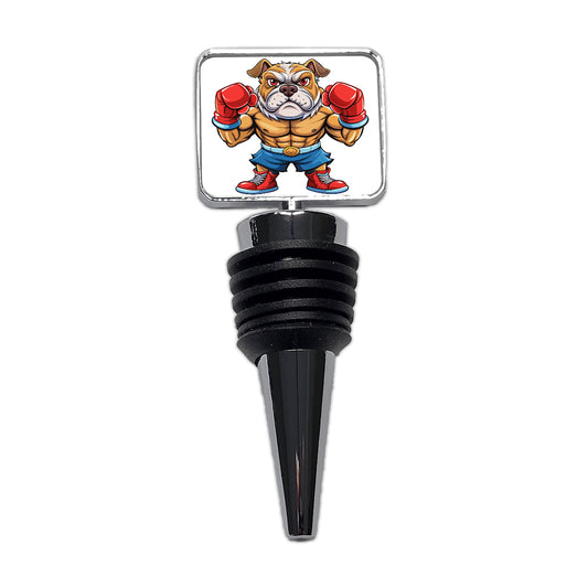 Fighting Bulldog Mascot With Boxing Gloves Wine Bottle Stopper