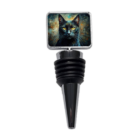 Black Cat Abstract Art Wine Bottle Stopper