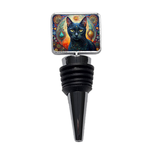 Black Cat Bohemian Art Wine Bottle Stopper