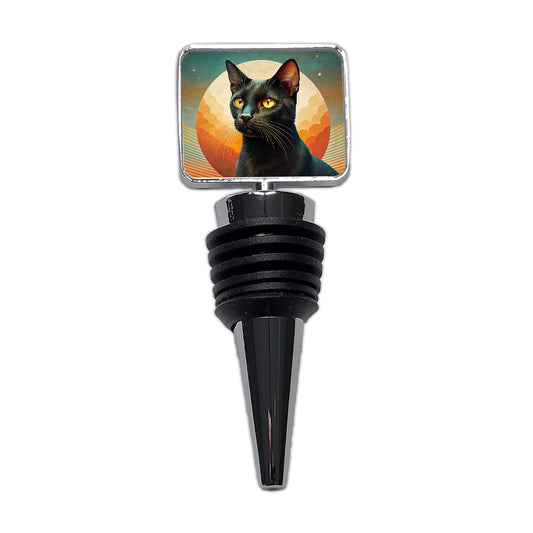 Black Cat Contemporary Art Wine Bottle Stopper