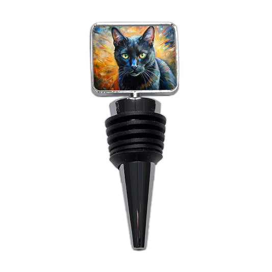 Black Cat Expressionism Art Wine Bottle Stopper