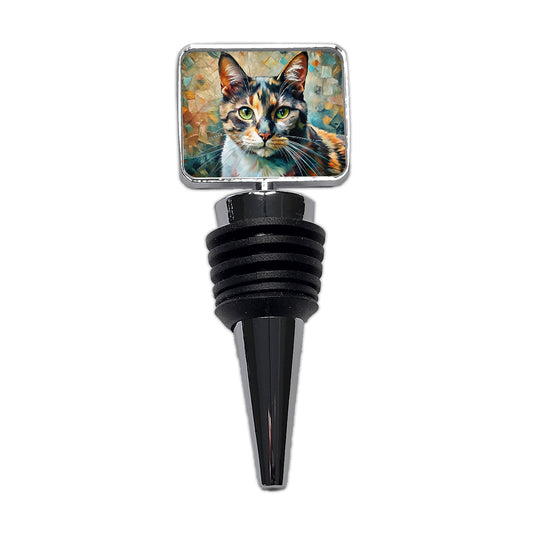 Calico Cat Abstract Art Wine Bottle Stopper