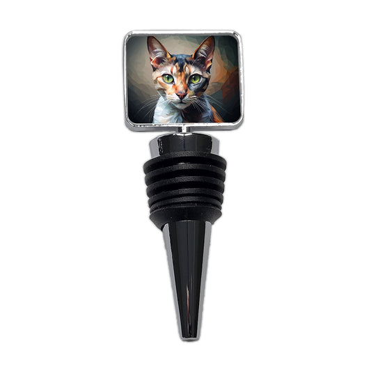 Calico Cat Abstract Stylized Art Wine Bottle Stopper