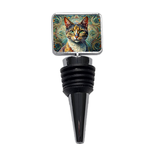 Calico Cat Bohemian Art Wine Bottle Stopper