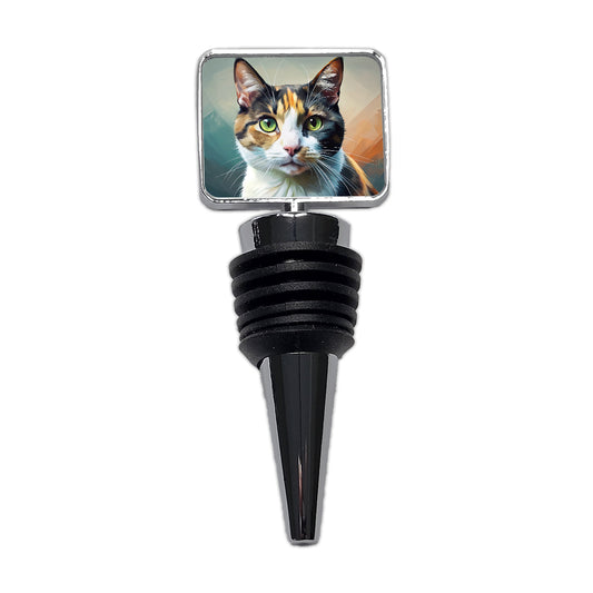 Calico Cat Contemporary Art Wine Bottle Stopper