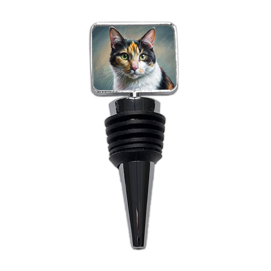 Calico Cat Illustration Wine Bottle Stopper