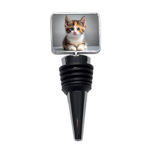 Calico Cat Kitten Photo Wine Bottle Stopper
