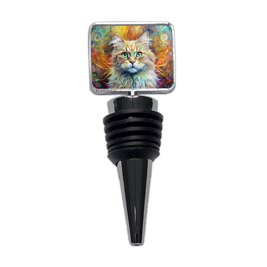 Persian Cat Abstract Art Wine Bottle Stopper