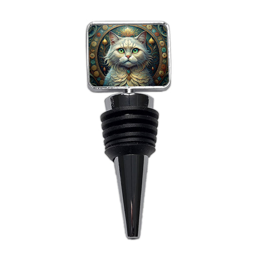 Persian Cat Art Nouveau Wine Bottle Stopper