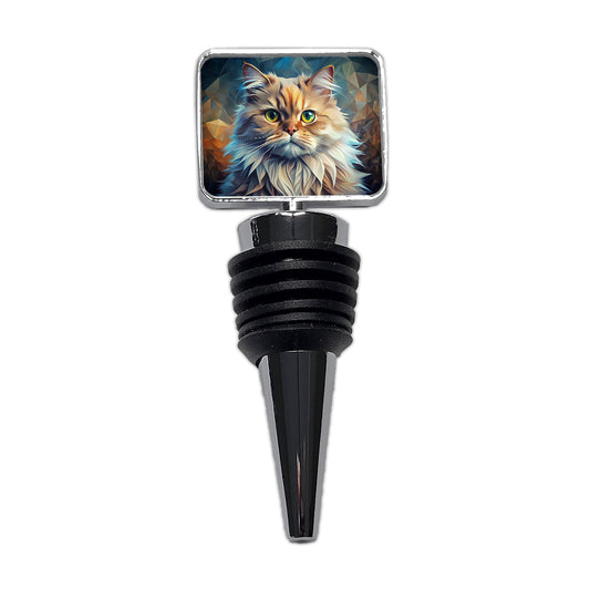 Persian Cat Contemporary Art Wine Bottle Stopper