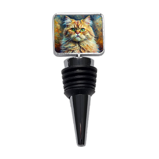 Persian Cat Expressionism Art Wine Bottle Stopper