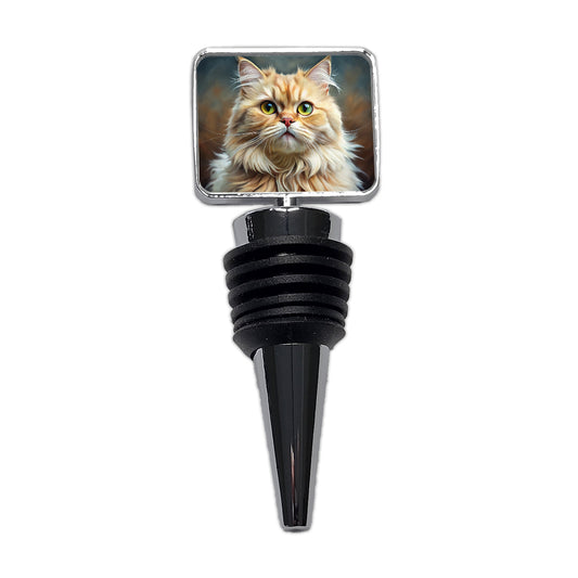Persian Cat Illustration Wine Bottle Stopper