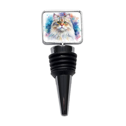 Persian Cat Watercolor Style Wine Bottle Stopper