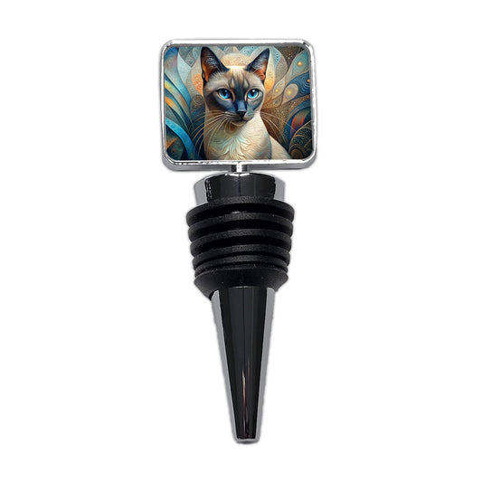 Siamese Cat Abstract Art Wine Bottle Stopper