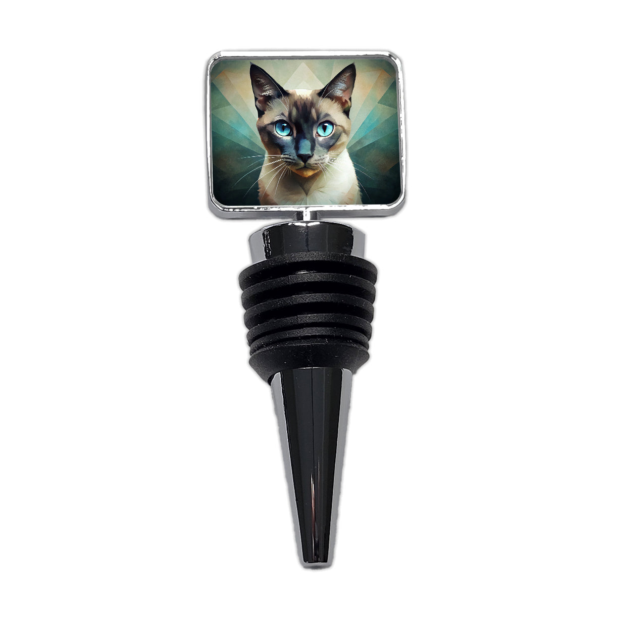 Siamese Cat Abstract Stylized Art Wine Bottle Stopper