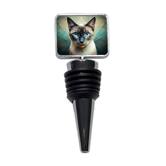 Siamese Cat Abstract Stylized Art Wine Bottle Stopper