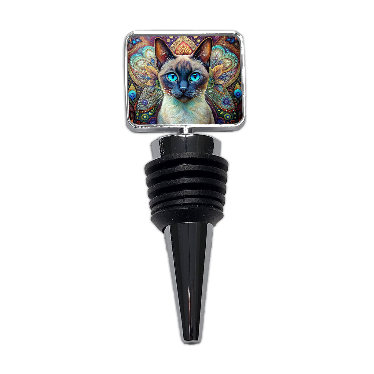 Siamese Cat Bohemian Art Wine Bottle Stopper