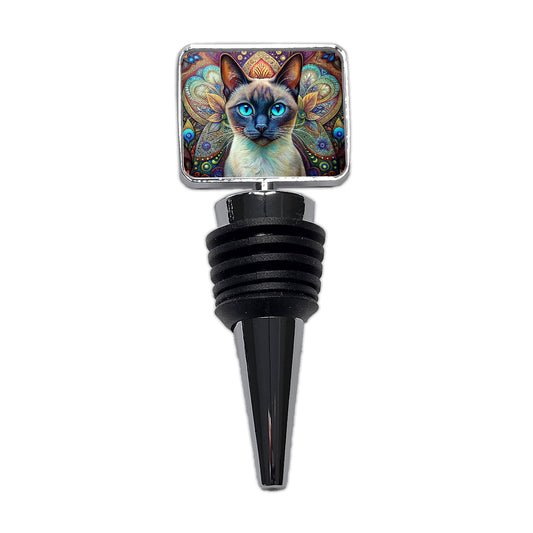 Siamese Cat Bohemian Art Wine Bottle Stopper