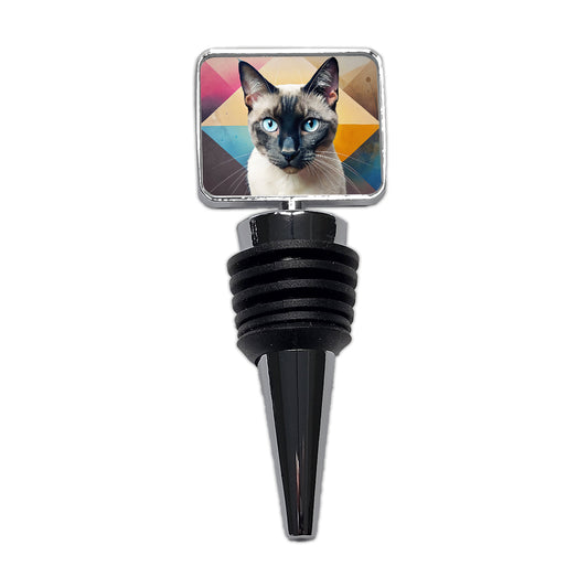 Siamese Cat Contemporary Art Wine Bottle Stopper