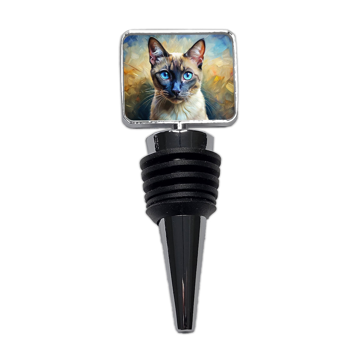 Siamese Cat Expressionism Art Wine Bottle Stopper