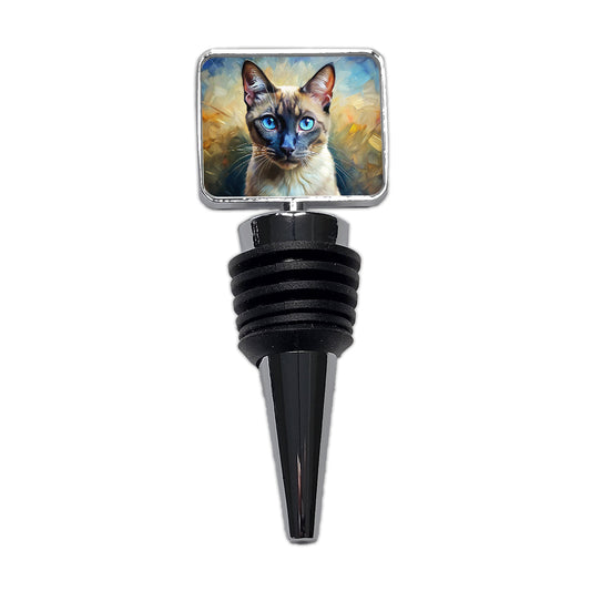 Siamese Cat Expressionism Art Wine Bottle Stopper