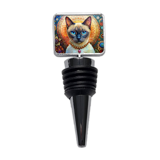 Siamese Cat French Bohemian Art Wine Bottle Stopper