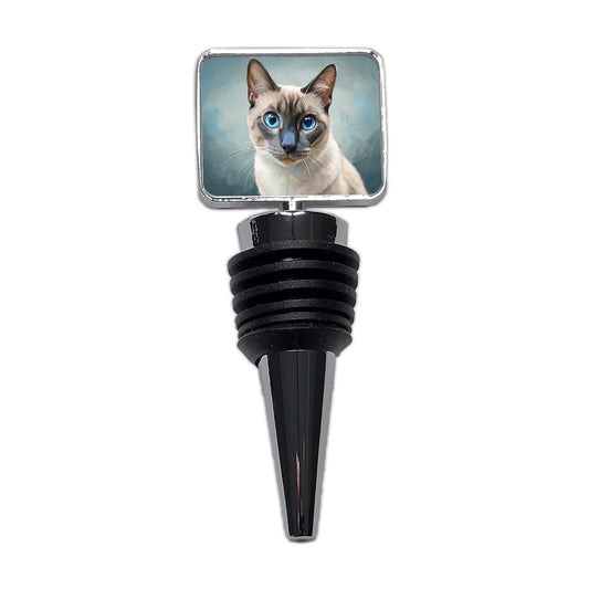 Siamese Cat Illustration Wine Bottle Stopper