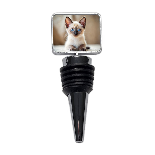 Siamese Cat Kitten Photo Wine Bottle Stopper