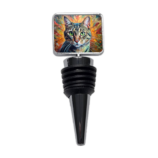 Tabby Cat Abstract Art Wine Bottle Stopper