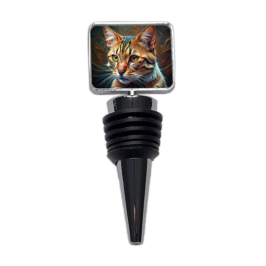 Tabby Cat Abstract Stylized Art Wine Bottle Stopper