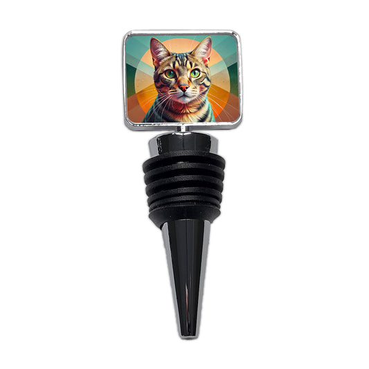 Tabby Cat Contemporary Art Wine Bottle Stopper