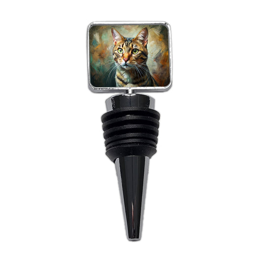 Tabby Cat Expressionism Art Wine Bottle Stopper