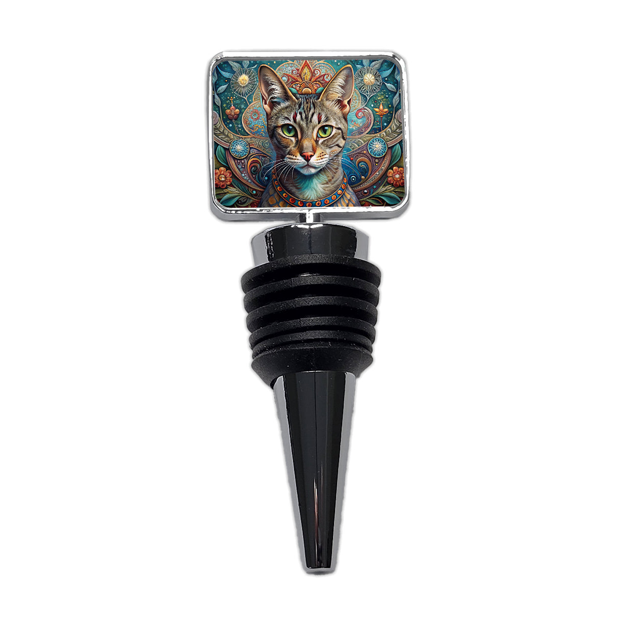 Tabby Cat French Bohemian Art Wine Bottle Stopper