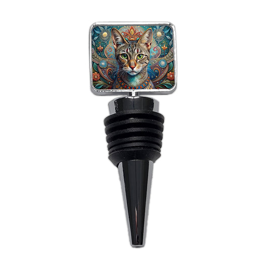 Tabby Cat French Bohemian Art Wine Bottle Stopper