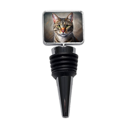 Tabby Cat Illustration Wine Bottle Stopper