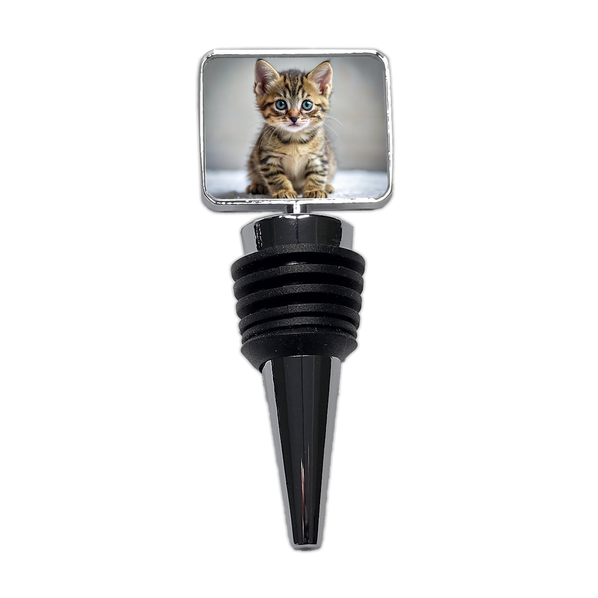 Tabby Cat Kitten Photo Wine Bottle Stopper