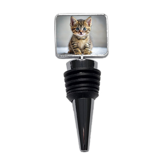 Tabby Cat Kitten Photo Wine Bottle Stopper