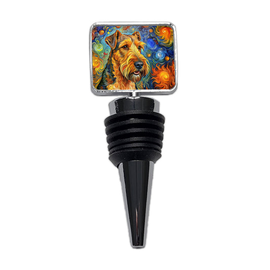 Airedale Terrier Dog Abstract Art Wine Bottle Stopper