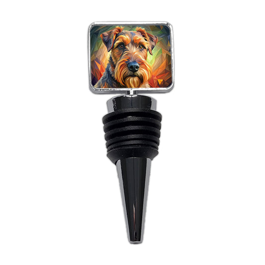 Airedale Terrier Dog Abstract Stylized Art Wine Bottle Stopper