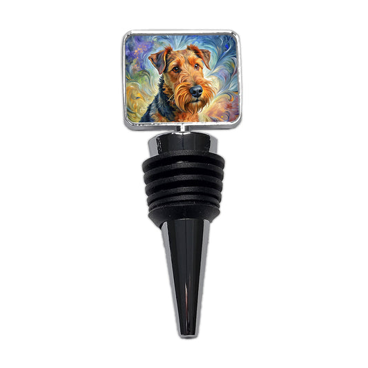 Airedale Terrier Dog Expressionism Art Wine Bottle Stopper