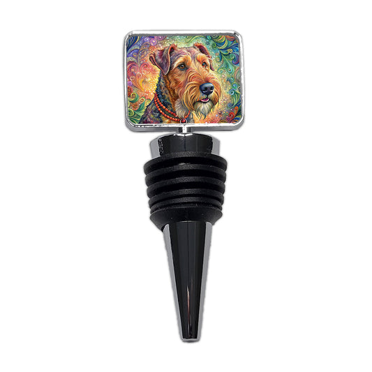 Airedale Terrier Dog French Bohemian Art Wine Bottle Stopper