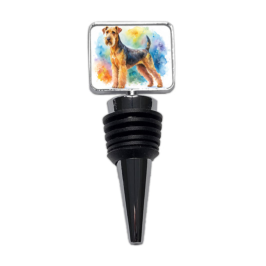 Airedale Terrier Dog Watercolor Style Wine Bottle Stopper